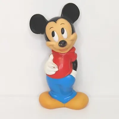 Vintage Vinyl Mickey Mouse Coin Bank Illco The Walt Disney Company Rubber Figure • $14.99
