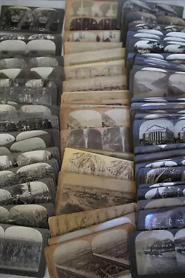 Lot Of 100 Antique Stereoscope Stereoview Cards Mostly Military World & US Views • $89.99