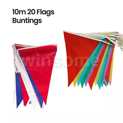 10m Bunting Flag Party Wedding Birthday Decorations Garden Home Outdoor Banners • £3.10