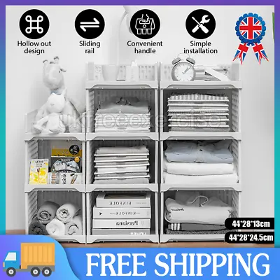 White Wardrobe Drawer Units Organizer Clothes Closet Stackable Storage Boxes • £7.79