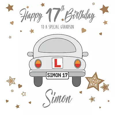 Personalised Learner Driver 17th Birthday Card Silver Car • £3.45