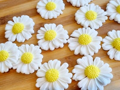 12 X Large 5cm Fondant Edible Daisy Flower Cake Topper  Decorations • $14.99
