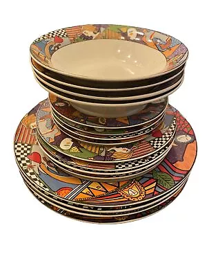 Lot Of 16 VITROMASTER 1991 Metropolitan Stoneware Dinner Plates/bowl Set • $235