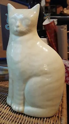 Cream Modern Cat Figure Ceramic Figurine Approx 10  Tall • $15