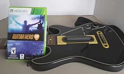 $34 • Buy Activision Guitar Hero Power Wireless Guitar Xbox 360 Black Gold W NEW Game