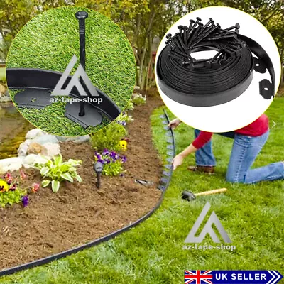 10/20m Lawn Edge Border With Pegs Garden Edging For Paths Drives Flower Grass UK • £14.89