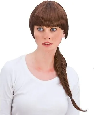 Womens Lara Croft Wig Brown Plait Book Day Heroine Costume Party Accessory New • £12.99