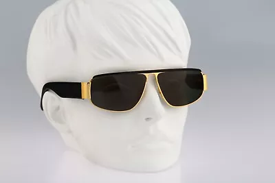 Von Furstenberg MF 6 0 Vintage 90s Unique Black And Gold Rectangle Sunglasses • $161.35