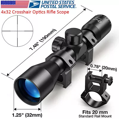 CVLIFE 4X32MM RIFLE SCOPE Crosshair Optics Hunting Gun Scope Fits For 20mm Mount • $29.99