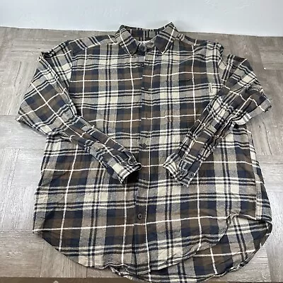 Wolverine Mens Plaid Flannel Shirt  Size Large L Brown Green Long Sleeved Pocket • $12.87