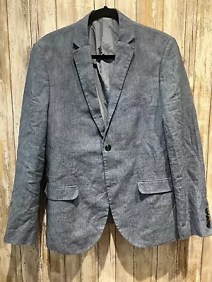 H&M Men Blazer Slim Fit Size 42R Blue 100% Linen B61 • $21.99