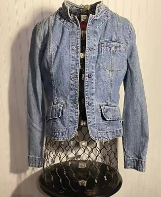 1990’s Mossimo  Vintage Denim Blazer Nehru Jacket Size Medium Juniors • £17.37