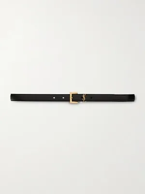 Saint Laurent Cassandre Textured-leather Belt In Black Size 70 • $400
