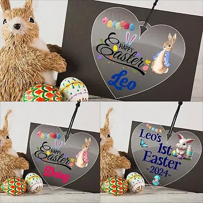 Personalised Baby's 1st First Easter Bunny Rabbit Acrylic Gift Hanging Plaque • £3.98