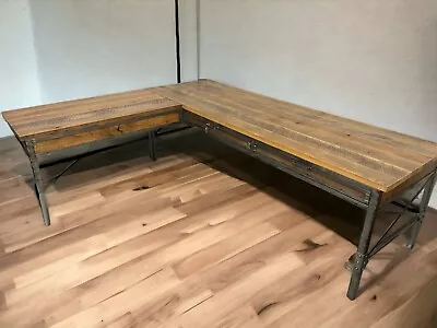 Brutalist Mid Century Modern Desk L-shaped Metal And Wood One-of-a-kind Custom • $6000