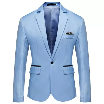 $22.99 • Buy Men's Lapel Collar Blazer Long Sleeve One-Button Jacket Business Casual Suit
