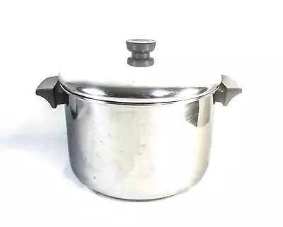 Revere Ware 1801 6 Qt Stock Pot W/Lid Stainless Steel Tri-Ply Disc Bottom • $71