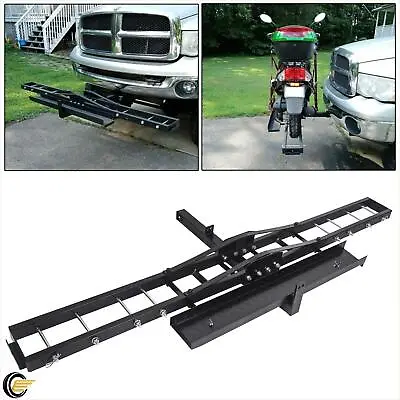 Steel Motorcycle Scooter Dirt Bike Carrier Hauler Hitch Mount Bike Rack Ramp • $80.69