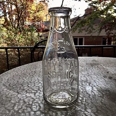 Qt Milk Bottle Crystal Spring Dairy 2511 Jefferson St Baltimore MD Lhotsky Rare • $64.99