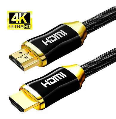 HDMI Cable 4K 2.0 High Speed Gold Plated Braided Long Lead 2160p 3D HDTV UHD • £8.90