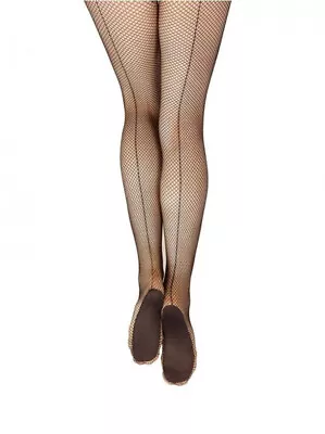 CAPEZIO 3400 Professional Footed Back Seamed Black Fishnet Tights Dance Cabaret • £27.99