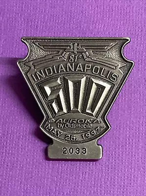 1997 Indianapolis 500 Silver VIP Pit Badge #2033 Oldsmobile Aurora Pace Car • $25