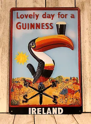 Guinness Beer Tin Sign Metal Ireland Bar Irish Pub Vintage Rustic Look Toucan • $10.97