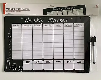 £6.95 • Buy Large Magnetic Wipeable Weekly Planner Organiser Memo Notice Board Pen Kitchen 