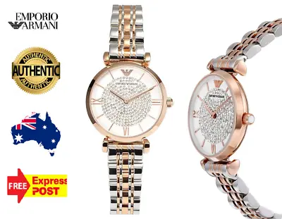 Emporio Armani Ar1926 Silver/rose Gold Crystal Womens Ladies Watch New With Tags • $189.99