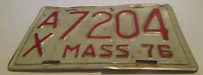 Vintage 1976 Embossed MASSACHUSETTS MOTORCYCLE CYCLE LICENSE PLATE TAG AX 7204 • $24