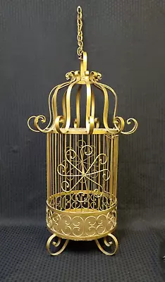 Rustic Victorian Style VTG Fancy Metal Wire Birdcage 30  Hang Or Stand  Gold  • $175