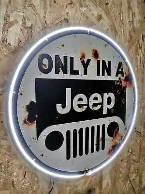 Custom 18  Vintage Style Dodge Mopar JEEP LED NEON Sign With WHITE Light • $84.99