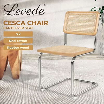 Levede 2x  Rattan Chair Dining Chairs Cesca Replica Mid Century Modern Backrest • $229.99