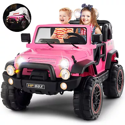 12V Battery Pink Kids Ride On Truck Car Toys Black W/ MP3 LED Light RC Cover • $279.90