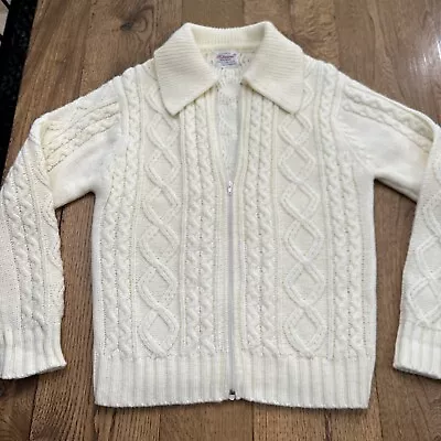 Vintage Richman Brothers Sweater Mens Chunky Knit Cardigan Zip 70s Size Medium M • $59.99