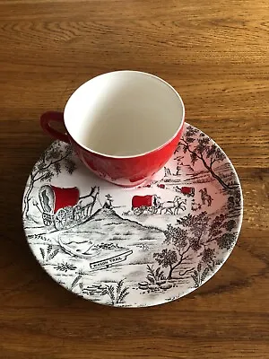 Washington Pottery 60’s Wagon Trail Tea Cup & Biscuit Plate Vintage • £19.99
