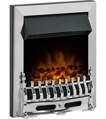 Electric Fire Chrome Inset Led Electric Heater Flame Flicker Coal  Bnib • £158.50