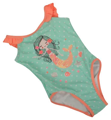 Ex-Store Baby Girls Mermaid Swimming Costume With Frill Straps Aqua 18-24 Months • £5.49