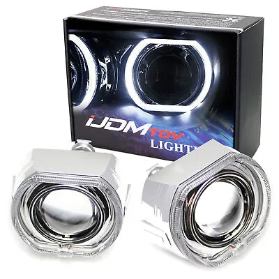 2.5  H1 Bi-Xenon Headlamp Projector Lens W/DTM Square Shape LED Halo Ring Shroud • $44.99