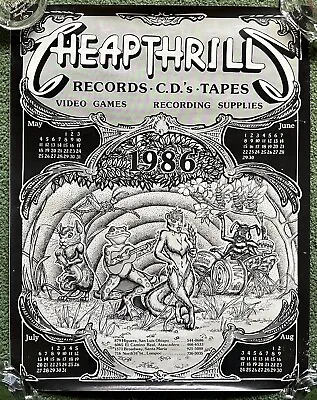 $49.95 • Buy Vintage 1986 Cheap Thrills Records Tapes CDs California Store Poster USA
