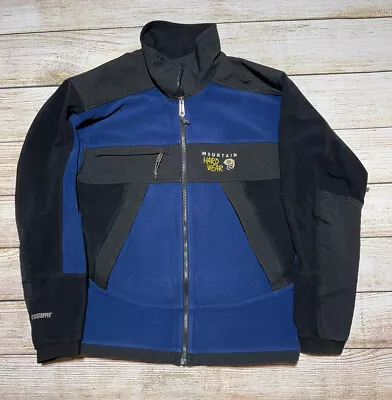 Vtg Mens Mountain Hardwear Gore Windstopper Jacket Sz Medium Black Blue Fleece • $54.39