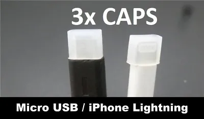 3x Micro Usb And Iphone Plug Connector Cable Cap Silicone Dust Cover Protector • $2.51
