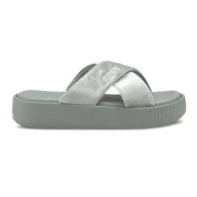 Puma Platform Velvet Slides  Womens Grey Casual Sandals 38067502 • $28.15