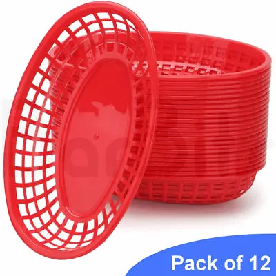 £12.95 • Buy BarBits Red Oval Fast Food Baskets Set Of 12 - American Plastic Side Burger Chip