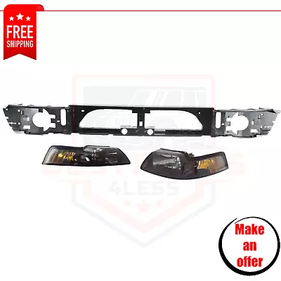 Headlights & Header Panel Kit Of 3 Halogen For 2001-2004 Ford Mustang Base Coupe • $226.79