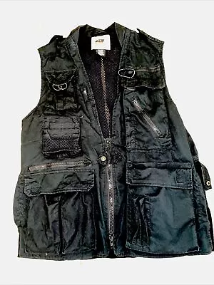 Humvee Vest Mens Med Black Gear Safari Cargo Outdoors Zip Fishing Photography • $23.55