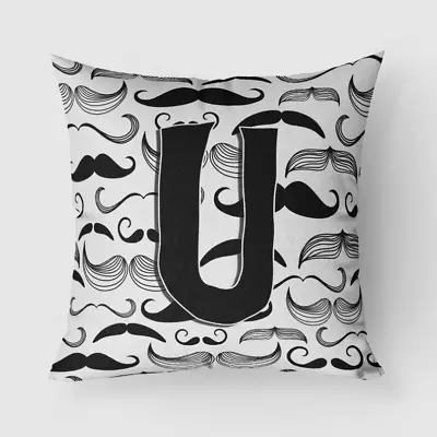 Moustache Initial Fabric Decorative Pillow Letter U • $46.68