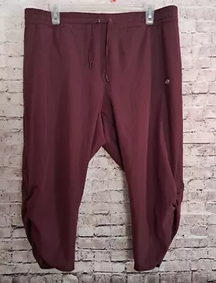 Marika Burgundy Crop Ruched Pants XL (35x19) Travel Active Wear • $14