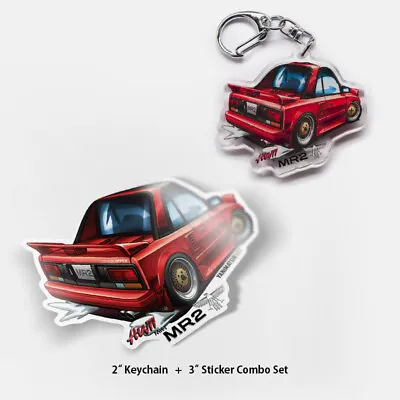 AW11 MK1 MR2 Rear Red Acrylic Keychain And 3  Vinyl Sticker Set JDM Car • $22