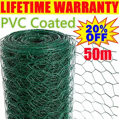 £26.30 • Buy 2023 PVC Coated Chicken Wire Rabbit Mesh Green Fencing Aviary Fence 50M New